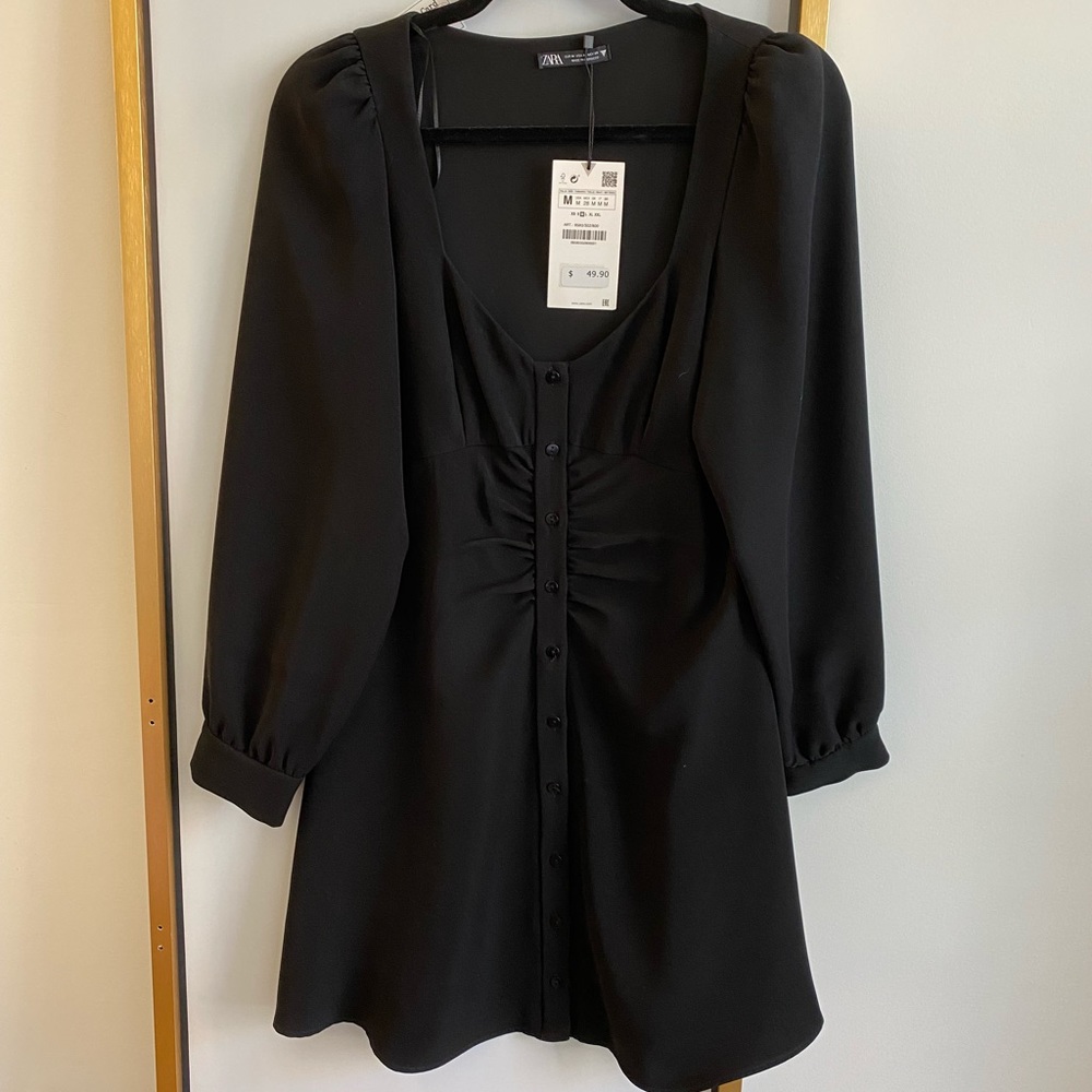 Zara Draped Black Dress in Medium